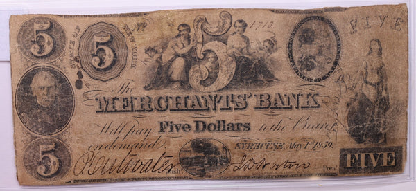 1859 $5, MERCHANTS' Bank, Wash D.C., (Altered)., STORE #18420