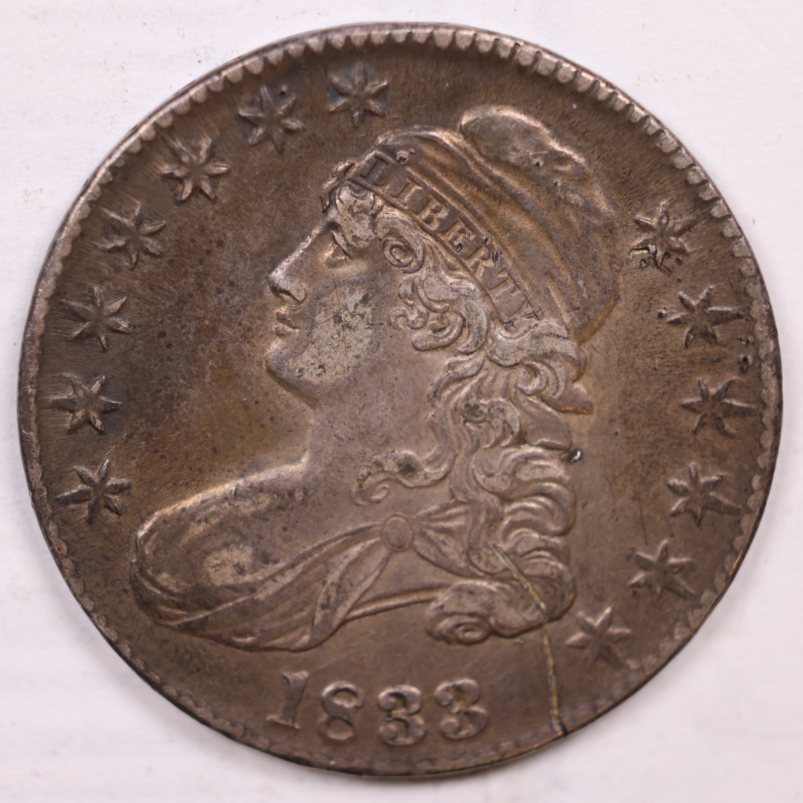 1833 Cap Bust Half Dollar, About Uncirculated Coin Store #HR1868
