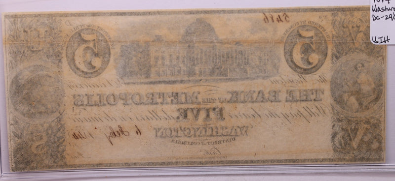 1844 $5, Bank of Metropolis, Wash D.C., Obsolete., STORE