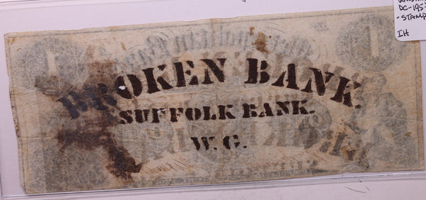 1854 $1, METROPOLITAN BANK, Wash D.C. (Stamped)., STORE #18425