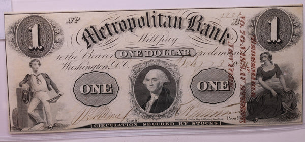 1854 $1, METROPOLITAN BANK, Wash D.C., Obsolete, STORE #18426