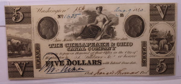 1840 $5., CHESAPEAKE & OHIO CANAL CO., STORE #18431