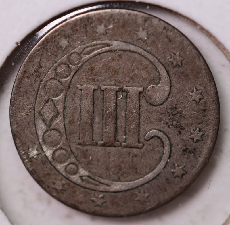 1852 3 Cent Silver., TRYME., Very Fine Circulated Coin., Store