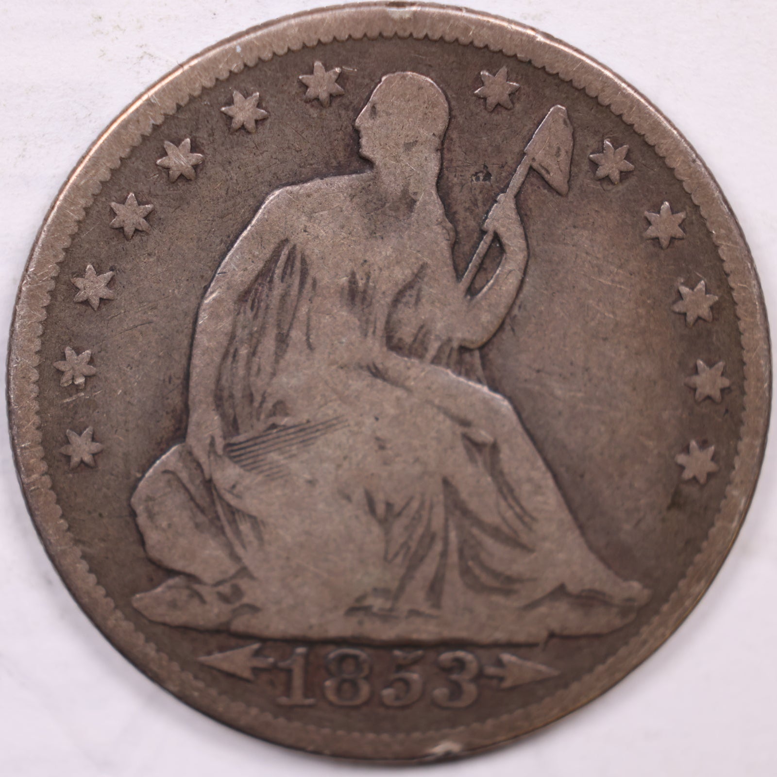 1853 Liberty Seated Half Dollar, Extra Fine Circulated Coin, Store #HR1878