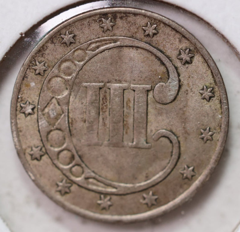 1852 3 Cent Silver., TRYME., Very Fine Circulated Coin., Store