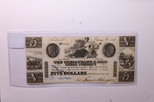 1841 $5., CHESAPEAKE & OHIO CANAL CO., STORE #18435