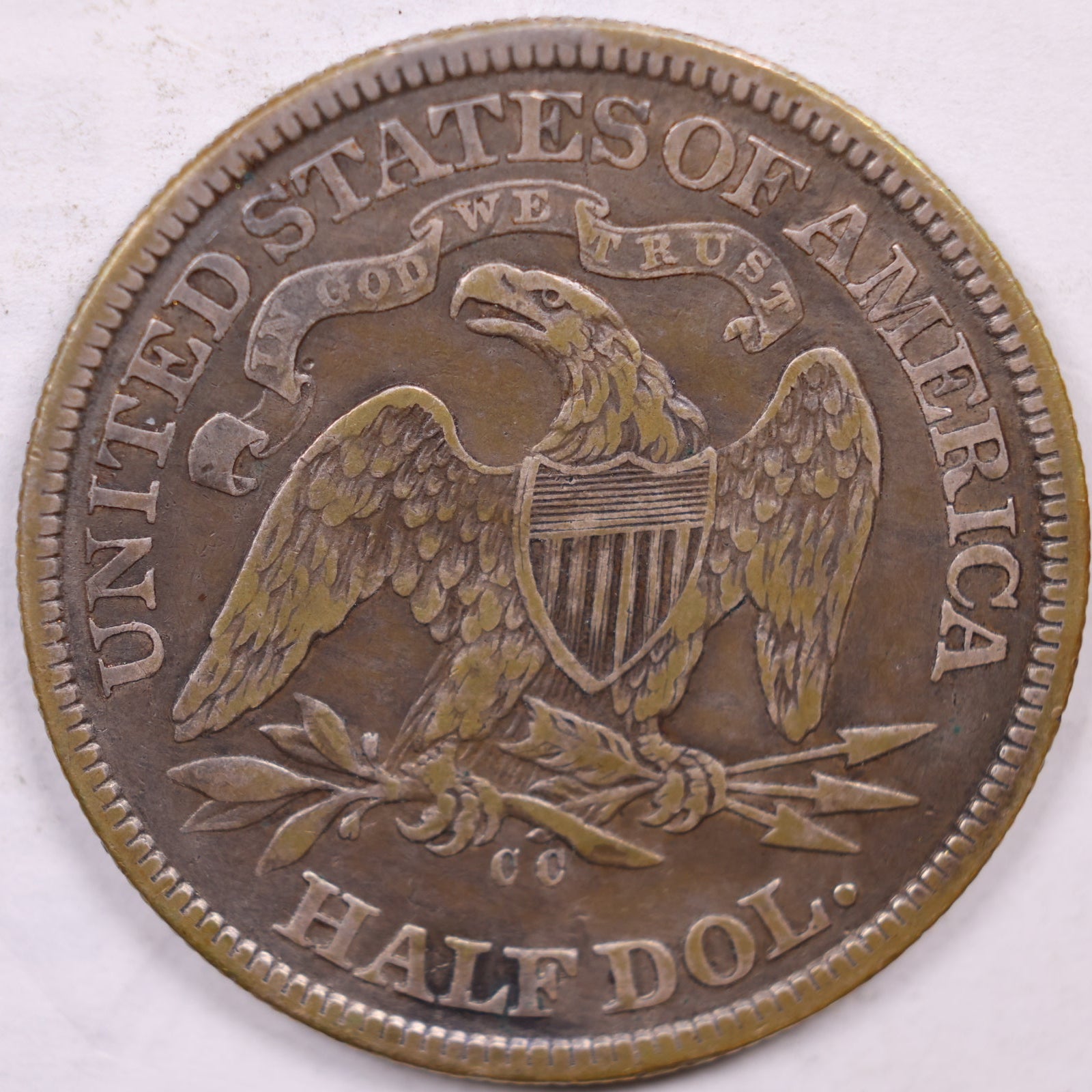 1872-CC Liberty Seated Half Dollar, Extra Fine+ Circulated Coin, Store #HR1880