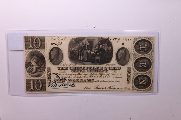 1840 $10., CHESAPEAKE & OHIO CANAL CO., STORE #18436
