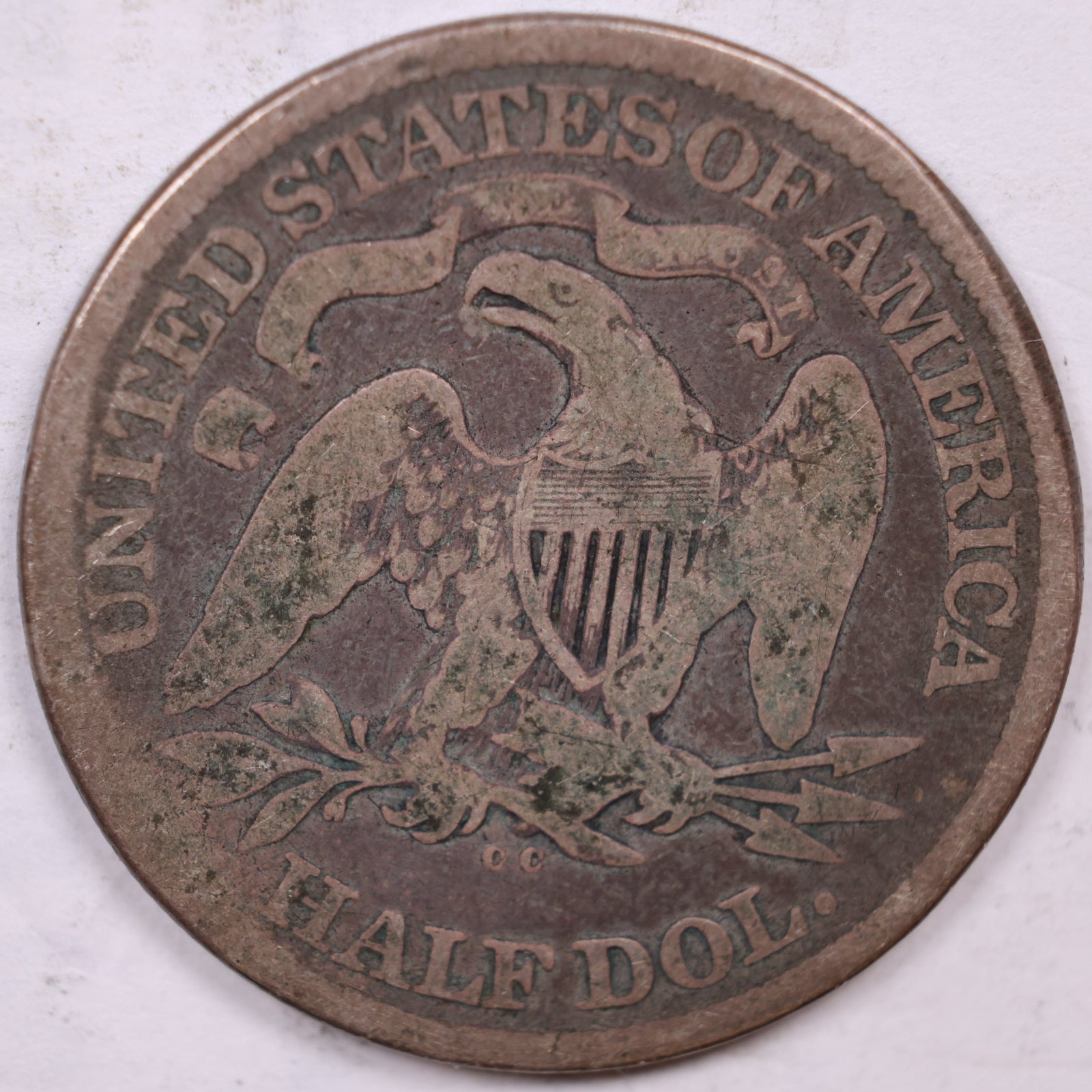 1876-CC Liberty Seated Half Dollar, Very Good Detail Circulated Coin, Store #HR1881