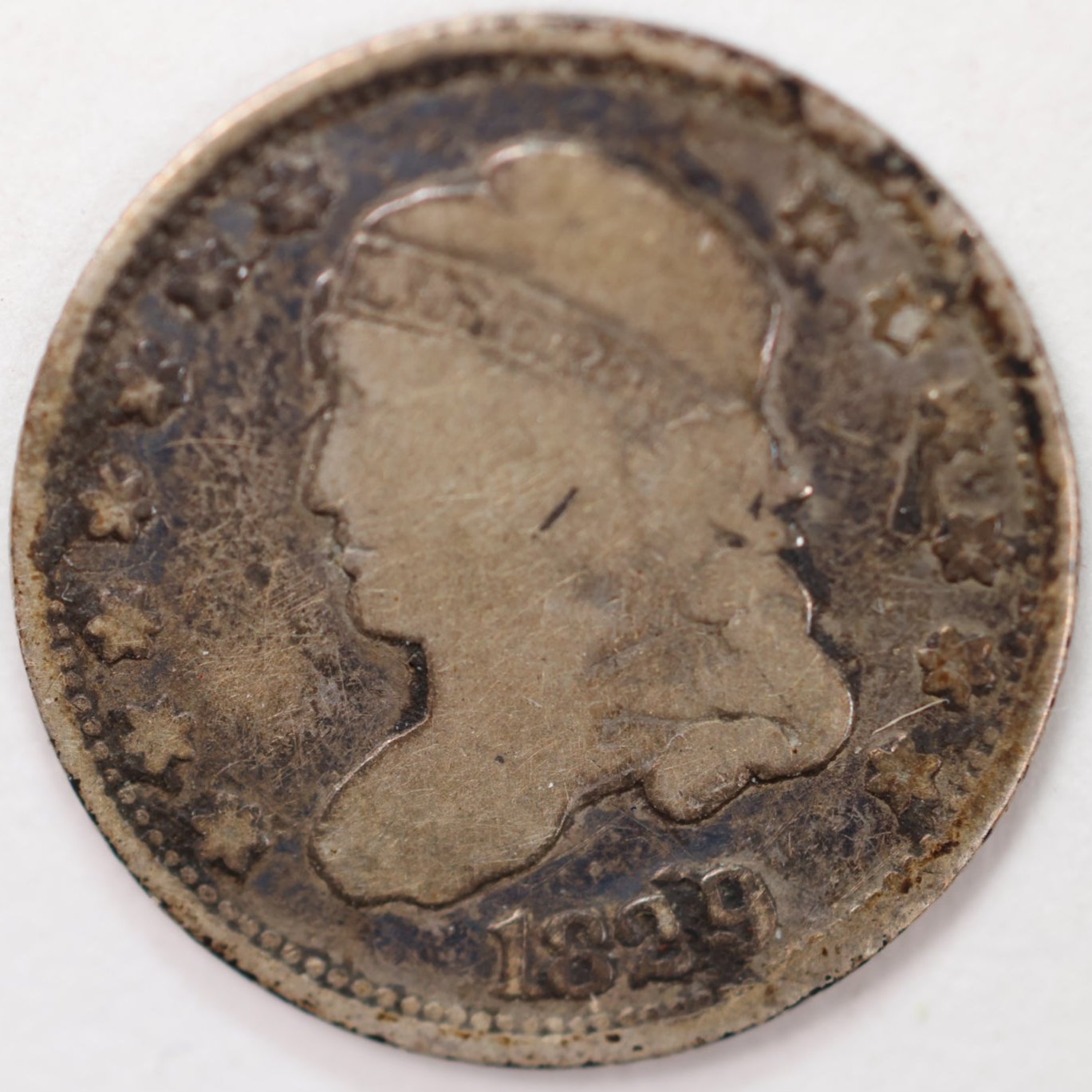 1829 Cap Bust Half Dime, Very Good Circulated Coin, Store #M829.01