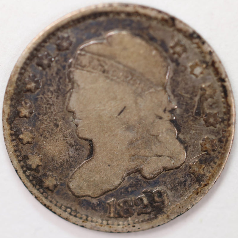 1829 Cap Bust Half Dime, Very Good Circulated Coin, Store