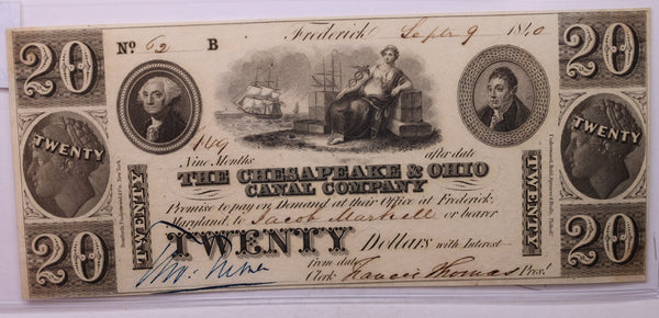 1840 $20., CHESAPEAKE & OHIO CANAL CO., STORE #18437