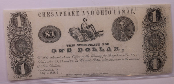 1838 $1., CHESAPEAKE & OHIO CANAL CO., STORE #18440