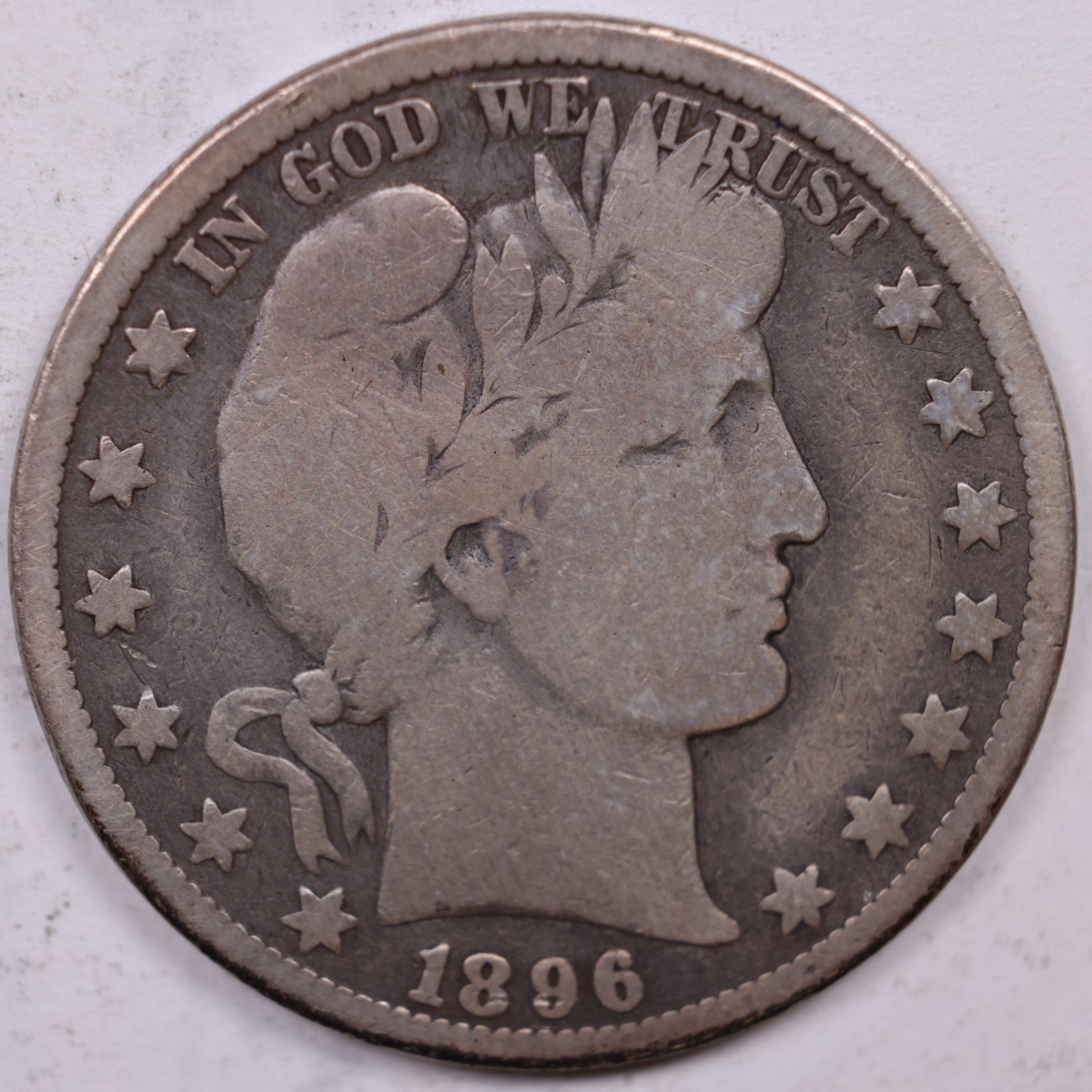 1896-O Barber Half Dollar, Very Good Circulated Coin, Store #HR1887