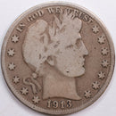 1913-S Barber Half Dollar, Very Good Circulated Coin, Store