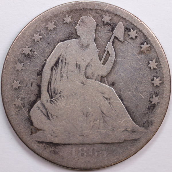 1865-S Liberty Seated Half Dollar, Very Good Circulated Coin, Store #HR0510