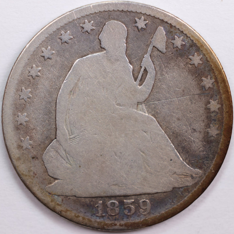 1859-O Liberty Seated Half Dollar, Good+ Circulated Coin, Store