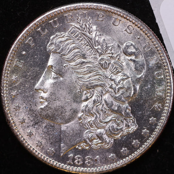 1881-S Morgan Silver Dollar, About Uncirculated Coin, Store #DR0188
