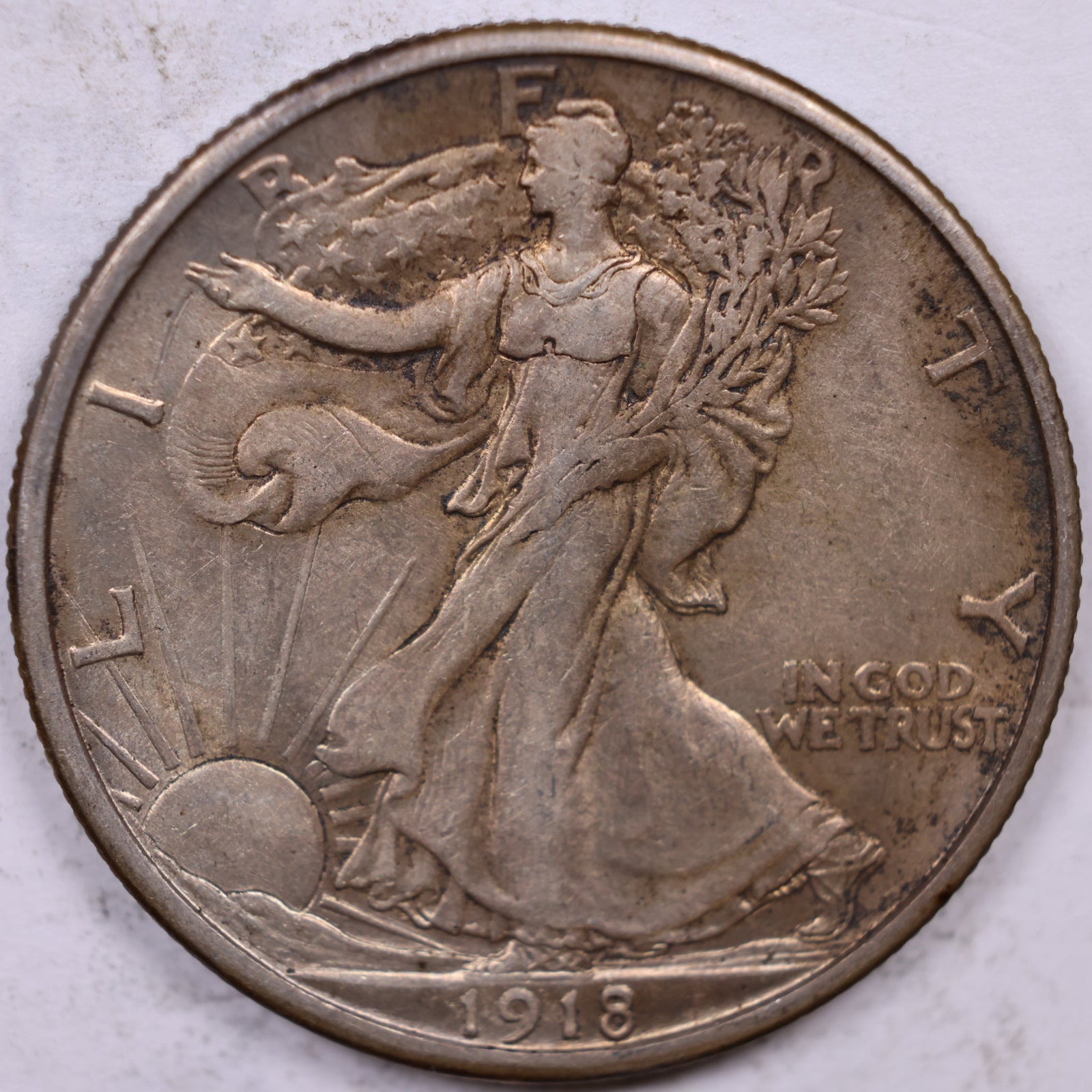 1918-S Walking Liberty Half Dollar, About Uncirculated Coin, Store #HR1906