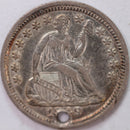 1849, 9/6 Seated Half Dime, Fine Circulated Coin, Store
