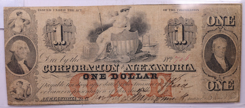 1816 $1, Corporation of Alexandria, Wash D.C., STORE