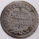1853-O, Seated Half Dime, Net Good Circulated Coin, Store