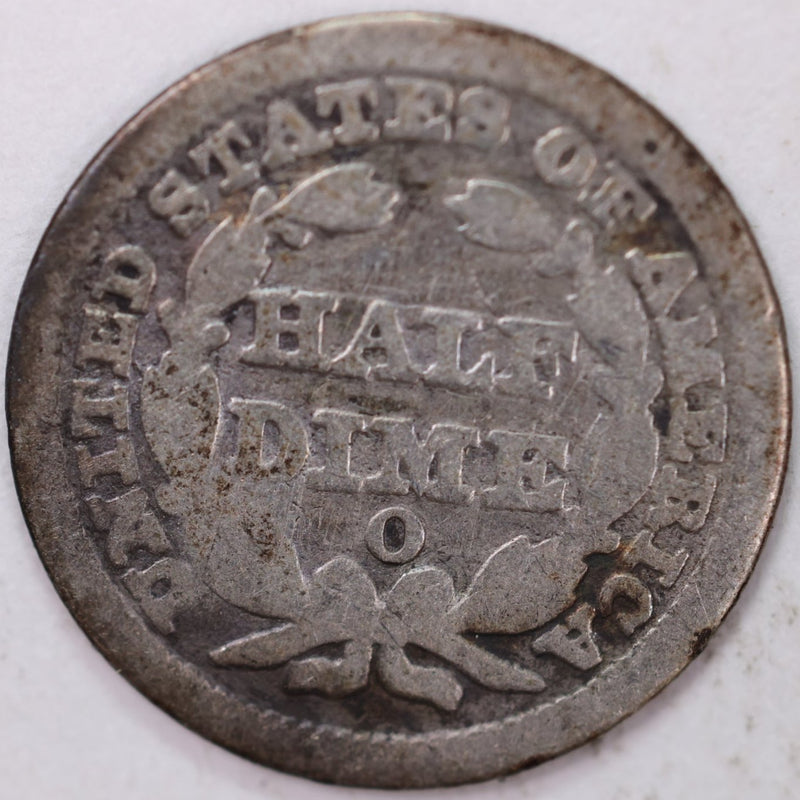 1853-O, Seated Half Dime, Net Good Circulated Coin, Store