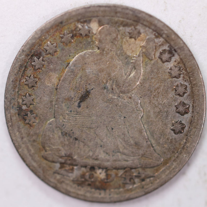 1854, Seated Half Dime, Very Fine Circulated Coin, Store