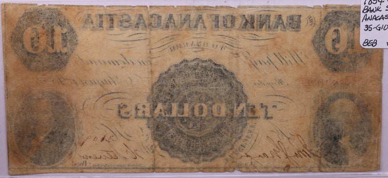 1854 $10, Bank of ANACASTIA., Alexandria, Wash D.C., STORE