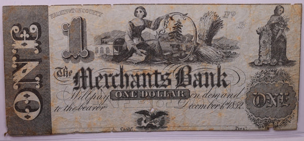 1852 $1, Merchants Bank, ANACASTIA., Alexandria, Wash D.C., STORE #18479