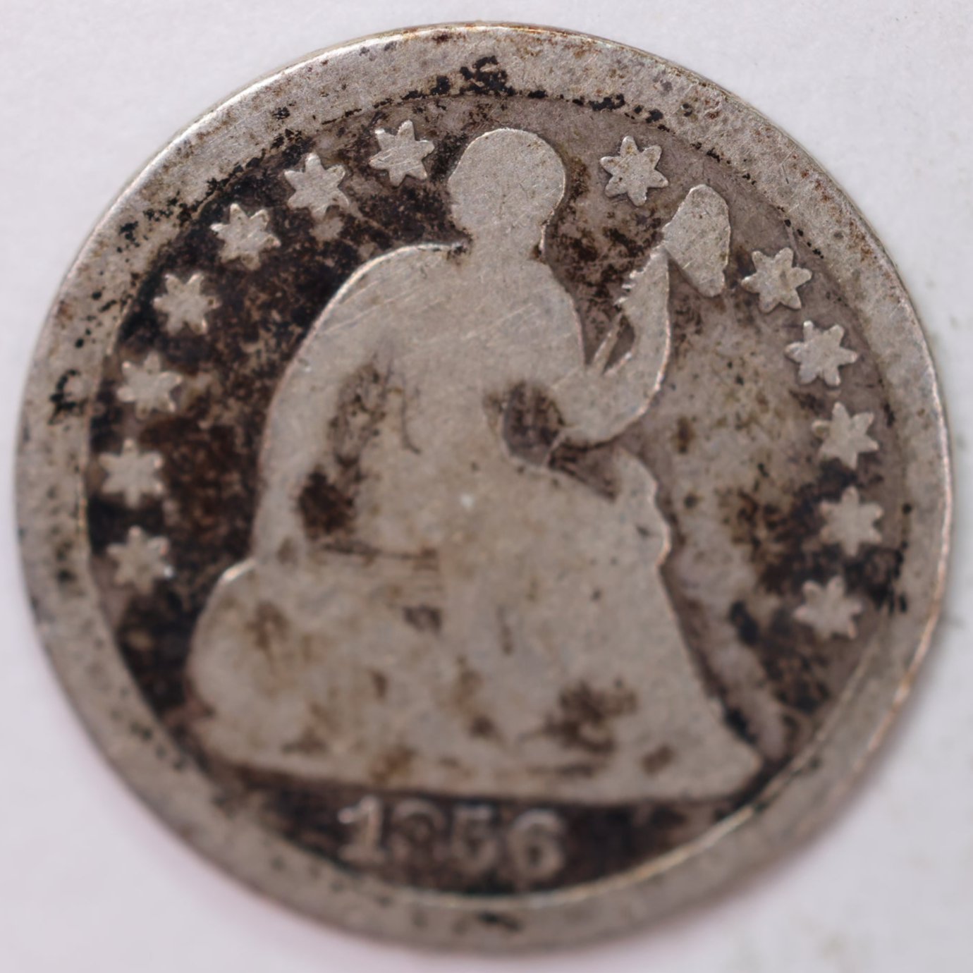 1856, Seated Half Dime, Good Circulated Coin, Store #M856.01