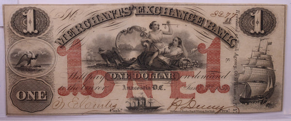 1854 $1, Merchants Bank, ANACASTIA., Alexandria, Wash D.C., STORE #18481