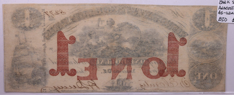 1854 $1, Merchants Bank, ANACASTIA., Alexandria, Wash D.C., STORE