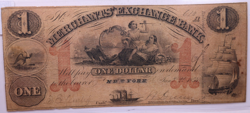 1854 $1, Merchants Bank, ANACASTIA., ALTERED, Wash D.C., STORE