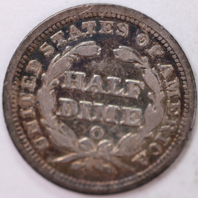 1857-O, Seated Half Dime, Net Very Fine Circulated Coin, Store