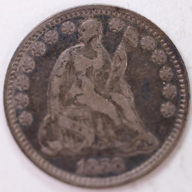 1858, Seated Half Dime, Extra Fine Circulated Coin, Store