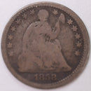 1858-O, Seated Half Dime, Very Good Circulated Coin, Store