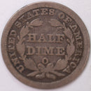 1858-O, Seated Half Dime, Very Good Circulated Coin, Store