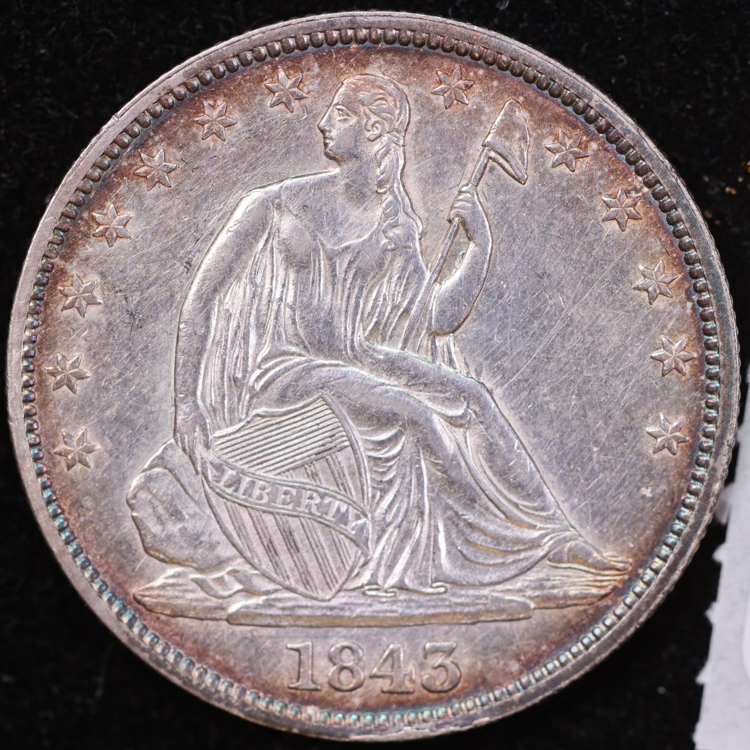1843 Liberty Seated Half Dollar, Uncirculated Coin, Store #14124