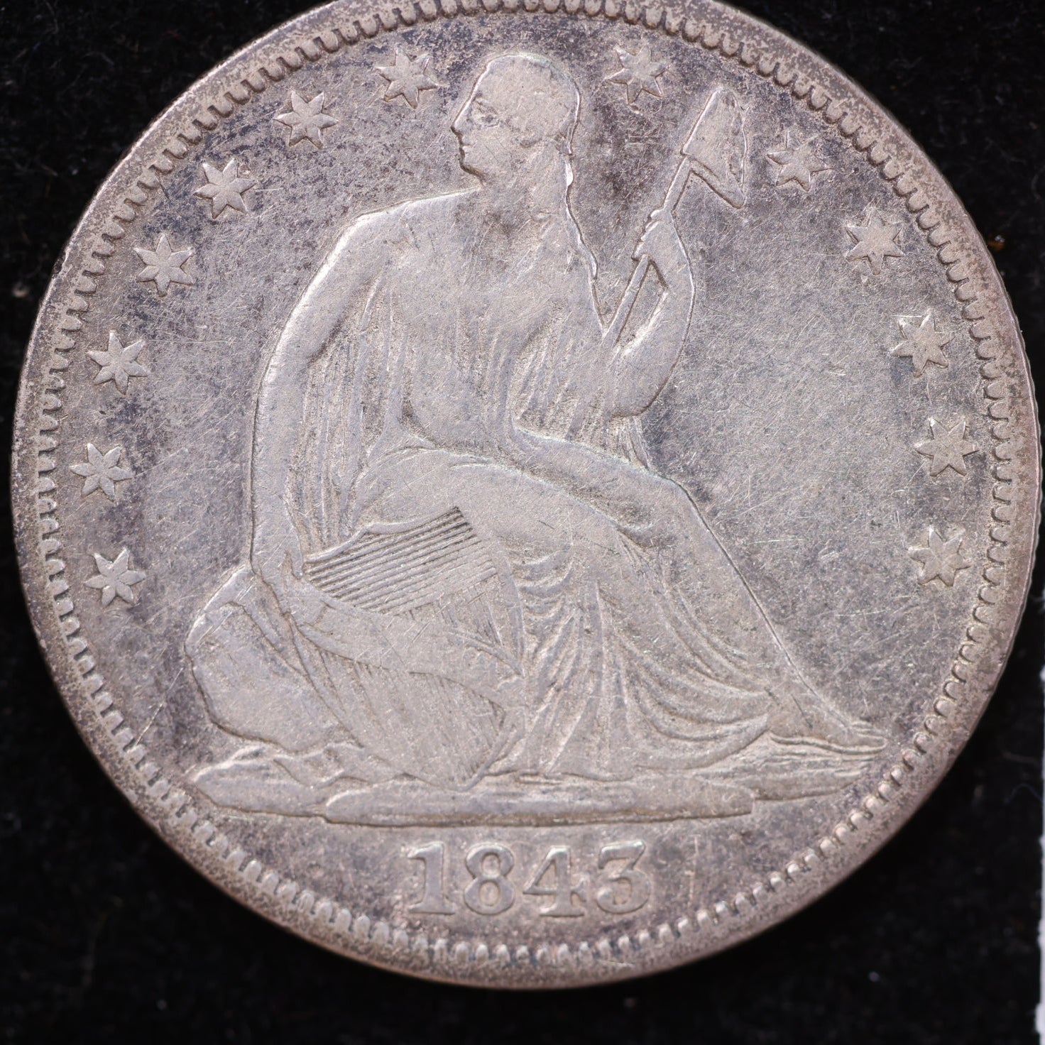 1843-O Liberty Seated Half Dollar, Extra Fine Circulated Coin. Store #14125