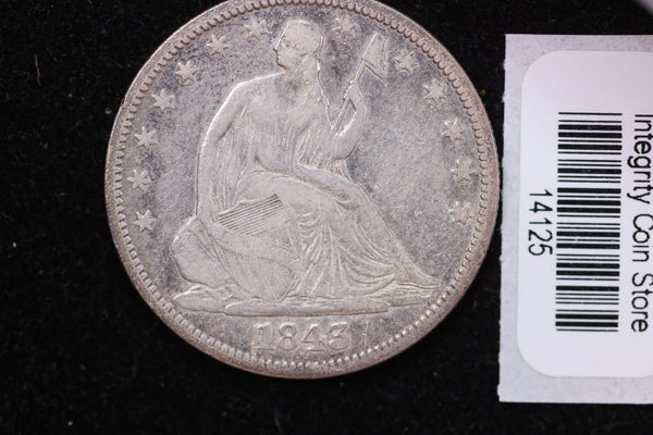 1843-O Liberty Seated Half Dollar, Affordable Circulated Coin. Store #14125