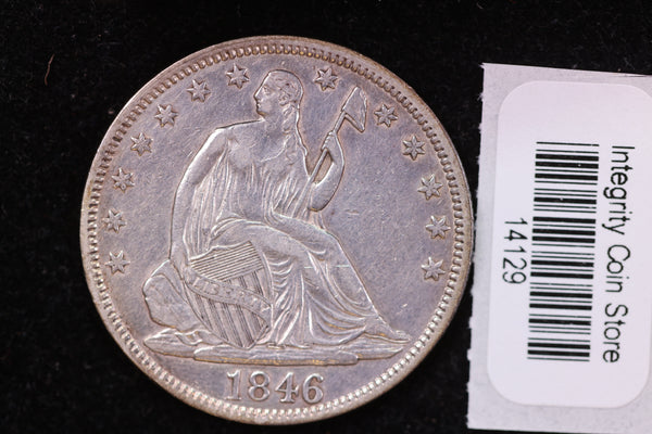 1846 Liberty Seated Half Dollar, Tall Date, Affordable Circulated Coin. Store #14129