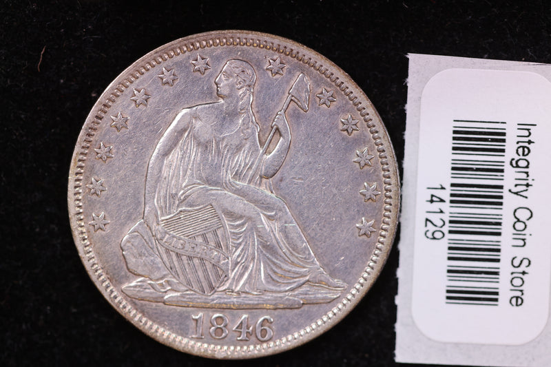 1846 Liberty Seated Half Dollar, Tall Date, Affordable Circulated Coin. Store