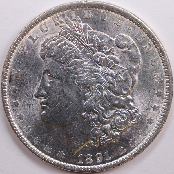 1891 Morgan Dollar, About Uncirculated Coin, Store #DR0780