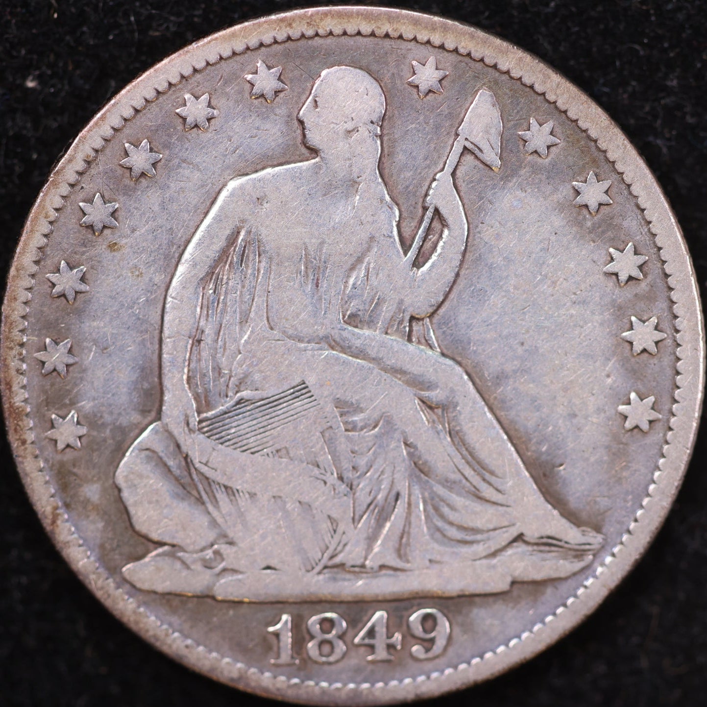 1849 Liberty Seated Half Dollar, Fine Circulated Coin, Store #HR1925