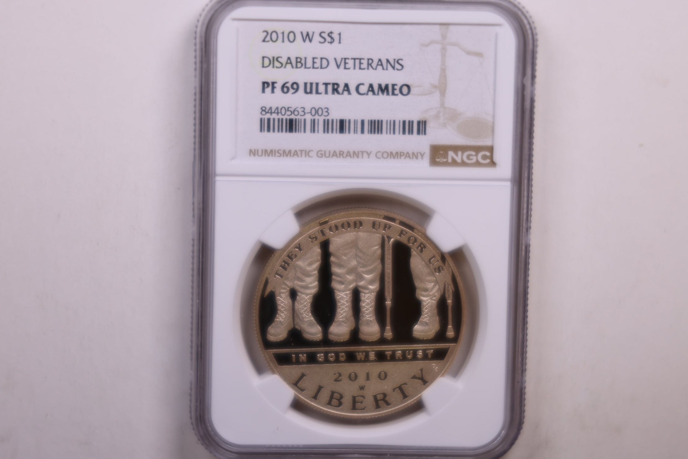 2010-W Disabled Veterans Dollar, NGC PF-69 Ultra Cameo, Store #GMC381