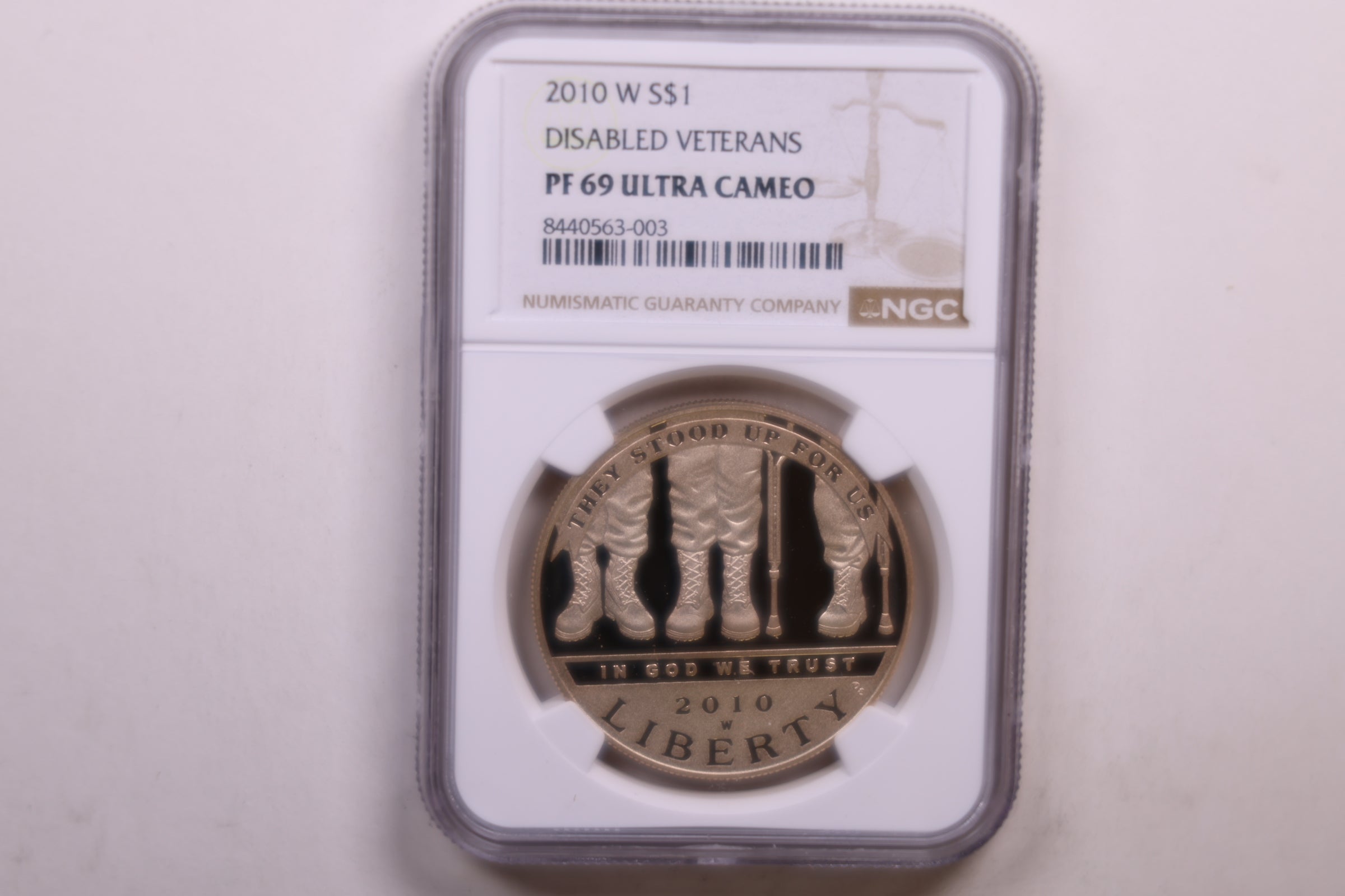 2010-W Disabled Veterans Dollar, NGC PF-69 Ultra Cameo, Store #GMC381