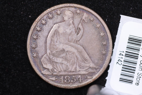 1854-O Seated Liberty Half Dollar, Affordable Circulated Coin, Store #14142
