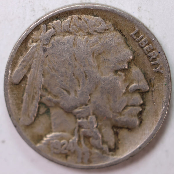 1924 Buffalo Nickel, Fine Circulated Coin, Store Sale #N924.01