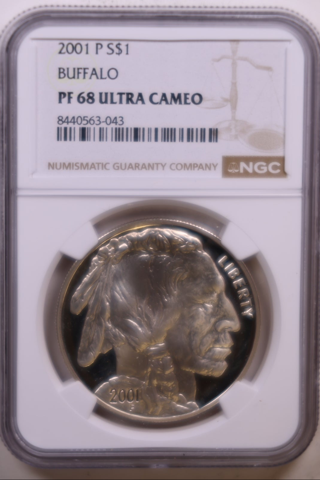2001-P Buffalo Dollar, NGC PF-68 Ultra Cameo, Store #GMC387